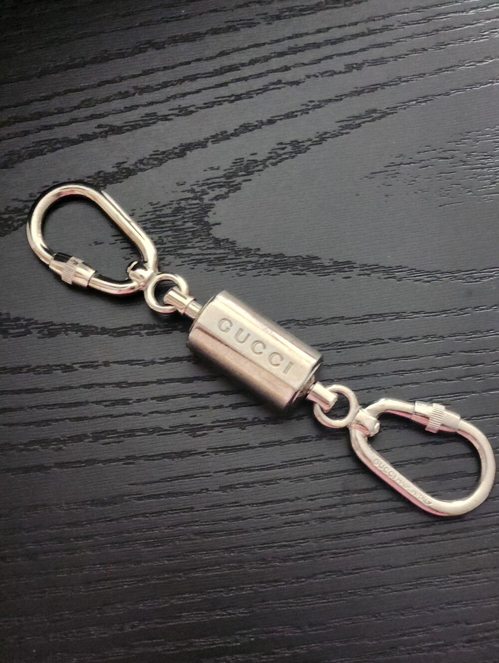 Gucci Silver-Tone Double Carabiner Keychain